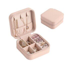 NWT Pink Travel Jewelry Case – Portable Organizer for Rings, Earrings, Necklaces